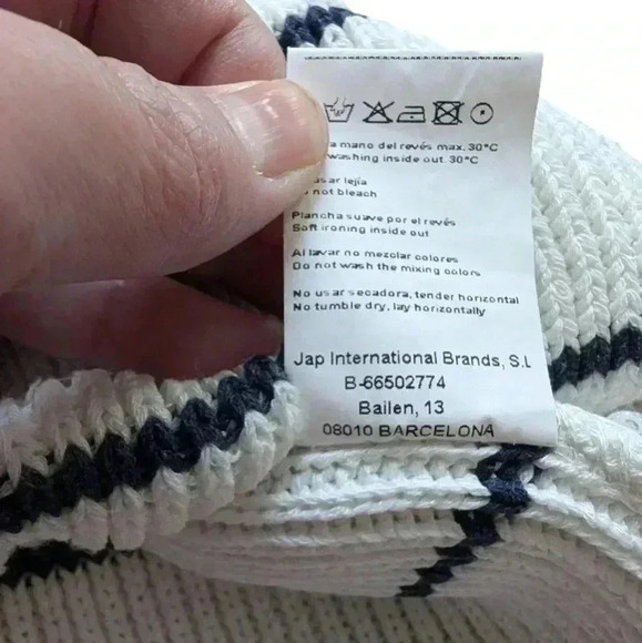 Mus & Bombon Side Tie Stripe Knit Vest Sweater White Navy Women's size Large - Picture 11 of 13